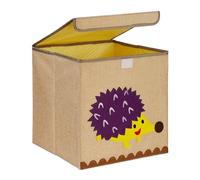Relaxdays Caisse de Rangement, Motif hérisson, boîte en Tissu, pour Enfants, Pliable, HxLxP: 33x33x33 cm, Beige - Violet