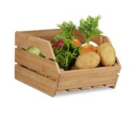 Relaxdays Caisse en bois cagette bambou boîte de rangement empilable universelle HxlxP: 20,5 x 27 x 38 cm, nature