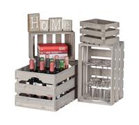 Relaxdays Caisse en bois en jeu de 4, décoration et conservation, 4 tailles différentes pour vin, décorations et livres