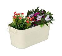 Relaxdays Caisses de Fleurs, Jardin, Balcon et intérieur; à garnir de Plantes, Vintage,métal,HlP 16x38x19cm, crème