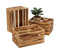 Relaxdays Lot de 3 caisses bois vintage