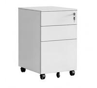 Relaxdays Caisson à roulettes verrouillable en métal, 3 tiroirs, 60 x 39 x 52 cm, Blanc, Bureau, Charge 35 kg