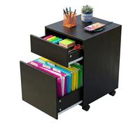 Relaxdays Caisson Bureau sur roulettes, 2 tiroirs, pour dossiers Suspendus, 57x40x40 cm, Noir