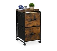 Relaxdays Caisson de Bureau, 2 tiroirs, Design Industriel H x L x P : env. 68 x 40 x 40 cm, Marron et Noir