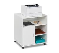 Relaxdays Caisson de Bureau, avec 5 Compartiments, Porte, à roulettes, H x L x P : 66,5 x 60 x 50 cm, Blanc