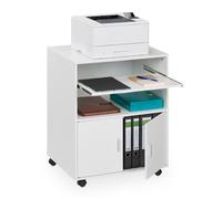 Relaxdays Caisson de Bureau, roulettes, 2 Compartiments, Plateau Coulissant, H x L x P : 74 x 60 x 48 cm, Blanc
