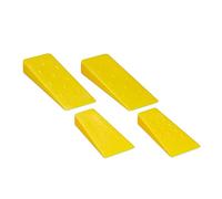 Relaxdays Cales d’abattage, Lot de 4, 14 & 21 cm, Plastique, Coins dentelés, Accessoires pour Le fendage du Bois, Jaune