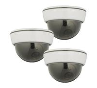 Relaxdays Caméra factice, Lot de 3, LED Clignotante, intérieur & extérieur, Fonctionne sur Piles, Surveillance, Blanc