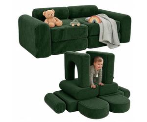 Relaxdays canapé de Jeu Enfant modulable, 10 pièces, Blocs Souples, Vert