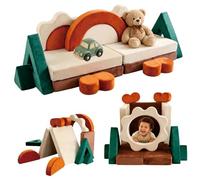 Relaxdays Canapé de Jeu modulable 18 pièces, 53 x 194 x 66 cm | blocs en mousse souples, velours multicolore