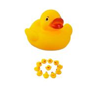 Relaxdays Canard de bain 5cm lot de 12, Jouet de baignoire caoutchouc, petits et grands, format classique, déco, jaune