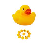 Relaxdays Canard de bain 5cm lot de 12, Jouet de baignoire caoutchouc, petits et grands, format classique, déco, jaune