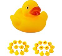 Relaxdays Canards de Bain, Lot de 25, Jouet couineur, pour Enfants, 5 cm, Objet décoratif, Plastique, Jaune