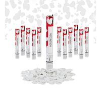 Relaxdays Canons à confettis 12x,Coeur, 6-8 m Hauteur d'effet, Nouvel an, Anniversaire, Mariage, 40 cm, Papier, Blanc