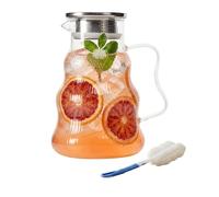 Relaxdays Carafe avec Couvercle, 1688 ML, 20x12x17 cm, Borosilicate, Eau & thé, résistante Chaleur, Transparent/argenté