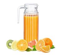 Relaxdays 10023433 Carafe avec Couvercle, cruche 1 Litre, pichet en Verre, jus, thé glacé, avec Anse, Filtre, Transparent, élément