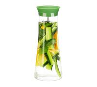 Carafe cylindre couvercle, cruche 1 litre, pichet en verre, jus, thé glacé, eau