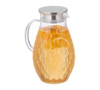 Relaxdays Carafe d'eau en Verre, 2 litres, avec Couvercle en Acier Inoxydable, Transparent et argenté