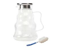 Relaxdays Carafe en Borosilicate 1688 ML, résistante à la Chaleur, Transparent/argenté, pour Eau et thé, 20 x 12 x 17 cm