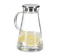 Relaxdays Carafe en verre 1,8 L - Couvercle inox - Lavable au lave-vaisselle - Transparent