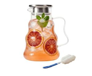 Relaxdays Carafe en verre, couvercle & anse