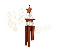 Relaxdays Carillon à Vent en Bambou, Ciel étoilé, à Suspendre, HLP 63 x 9,5 x 8 cm, pour extérieur et intérieur, Marron