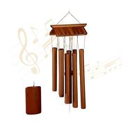 Relaxdays Carillon à Vent en Bambou, rappelle Les Anciens Temples, H x L 62 x 15 cm, pour intérieur & extérieur, Marron