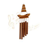 Relaxdays Carillon à vent en bambou, rappelle les voiliers, HxLxP : 72 x 20 x 6 cm, pour intérieur et extérieur, nature