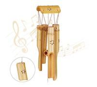 Relaxdays Carillon Bambou, Moulin à Vent, Son, décoration Jardin, Bois, Feng Shui Mobile, 73 cm, Nature, Coton, Taille Unique