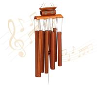Relaxdays Carillon à Vent en Bambou, à Suspendre, Sons apaisants, H x L 60 x 14 cm, pour intérieur et extérieur, Marron