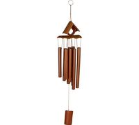 Relaxdays Carillon à Vent en Bambou, Toit Pointu, à Suspendre, HLP 68x14x7 cm, pour intérieur et extérieur, Marron