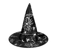 Relaxdays- Carnaval pour sorcière, Chapeau Pointu avec araignées et Mouches, 35 cm, Noir, Adulte Unisexe, 10024295, 35,00 x 38,50 x 38,50cm