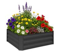 Relaxdays Carré Potager, métal galvanisé, pour Fleurs, Plantes et légumes, HxLxP : 30x90x90 cm, jardinière d’extérieur