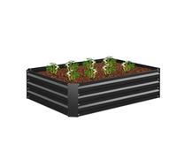 Relaxdays Carré Potager, métal galvanisé, Fleurs, Plantes et légumes, HxLxP : 30x120x90 cm, jardinière d’extérieur, Noir