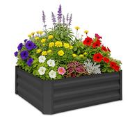 Relaxdays Carré Potager, métal galvanisé, pour Fleurs, Plantes et légumes, HxLxP : 30x90x90 cm, jardinière d’extérieur