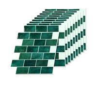 Relaxdays Carreaux adhésifs 3D, 10 pièces, Salle de Bain & Cuisine, 30x30 cm, découpables, Vert