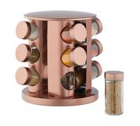 Relaxdays Carrousel à épices, 12 pots en verre, Présentoir à épices inox, rotatif 360°, cuivré