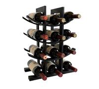 Relaxdays Casier à vin, 12 Bouteilles, Bambou, HxLxP 41x30x14,5 cm, pour vins Rouges & Blancs, Noir