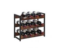 Relaxdays Casier à vin 12 Bouteilles Industriel en MDF et métal, Brun/Noir, HxLxP : 38x44,5x20 cm