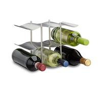 Relaxdays Casier à vin pour 9 bouteilles en inox 3 étages design moderne range-bouteilles HxlxP: 22 x 27 x 16,5 cm, argenté
