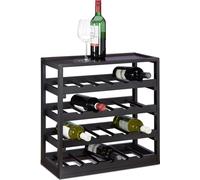 Relaxdays Casier à bouteilles de vin en bois étagère à vin H x l x P: 52 x 52 x 25 cm porte-bouteilles robuste range-bouteilles avec 4 étages de 5 bouteilles pour 20 bouteilles, noir