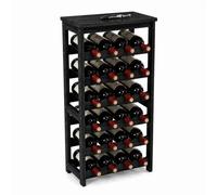 Relaxdays Casier à vin, 24 Bouteilles, Bois de Noyer, Noir, sur Pied | H x l x P : 82 x 40 x 24 cm