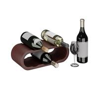 Relaxdays Casier à vin, Porte-Bouteille, Rangement 6 Bouteilles, H x L x P : 13 x 38,5 x 16 cm, Bois de Noyer, Naturel