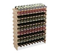 Relaxdays Casier à vin, pour 100 bouteilles, étagère empilable, 120 x 103 x 25 cm, extensible, bois de pin, naturel