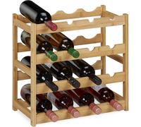 RELAXDAYS - CASIER A VIN POUR 16 BOUTEILLES - 4 ETAGES - BAMBOU NATURE