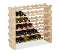 Relaxdays casier à vin, pour 48 Bouteilles, étagère Bouteilles, empilable, HxLxP : 73 x 82 x 25 cm, Bois de pin, Nature