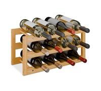 Relaxdays Casier à vin, Rangement pour 12 Bouteilles, étagère vin, HLP: 28 x 56 x 24 cm, Cave, Cuisine, Bambou, Nature