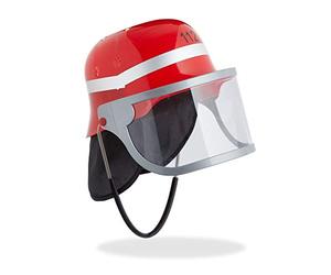 Relaxdays Casque Pompier Enfant Relaxdays casque pompier enfant, avec visière, protection nuque & sangle pour menton, déguisement, rouge Pour enfants (lot de 1)