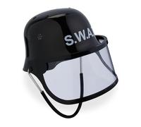 Relaxdays Casque SWAT pour Un Policier en Herbe, détails réalistes, visière, H x L x P : 24,5 x 22,5 x 28 cm, Noir