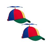 Relaxdays Casquette à hélice, lot de 2, adultes, 53-57 cm, carnaval, fête, chapeau rigolo, multicolore